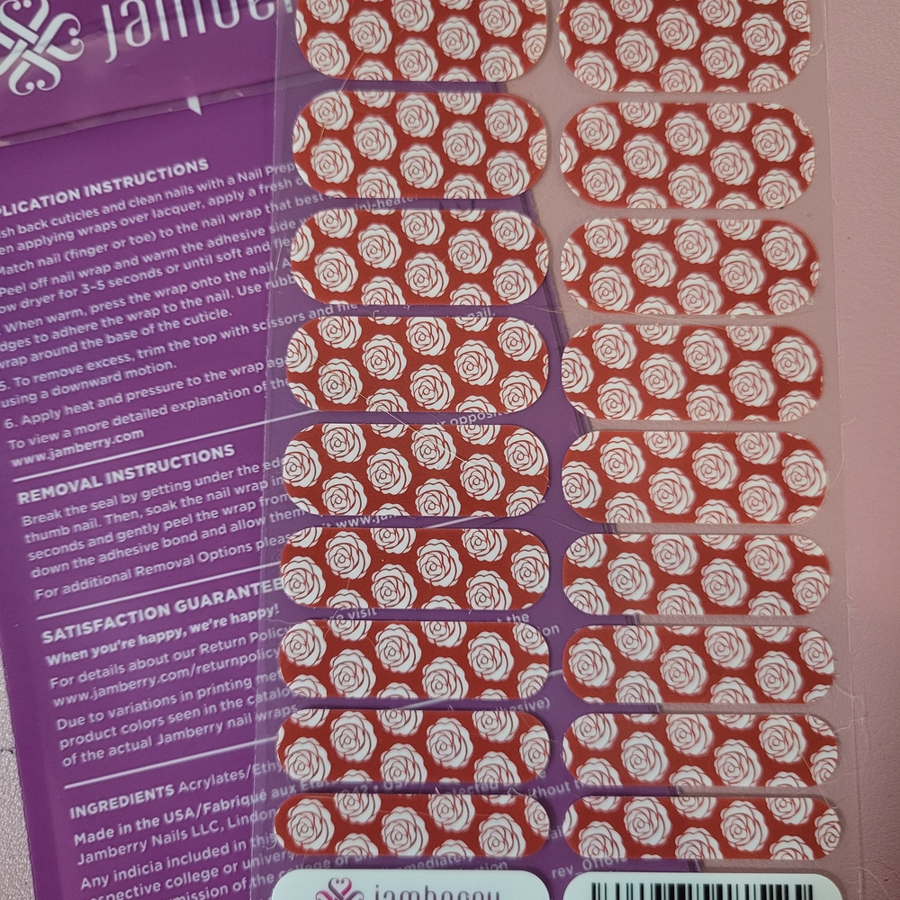 Jamberry Floral Red and White Nail Wraps